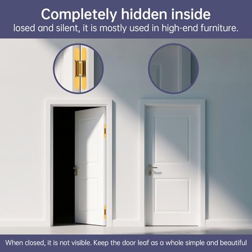 2PCS 6 Inch Invisible Concealed Door Hinges 180 Degree Swing Hinge (Gold)- - color: Gold - 6 inch - 2 pcs