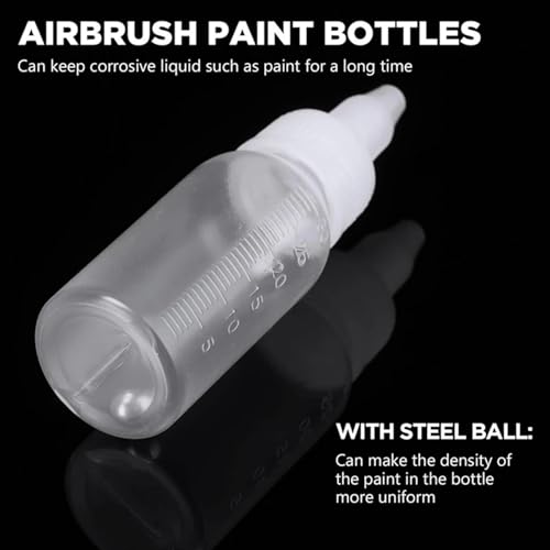 10Pcs 1oz/30ml Paint Bottles, Airbrush Paint Bottle Jars Clear Empty Plastic Mixing Squeeze Bottles with Ball Jar Resealable Scale Mixer