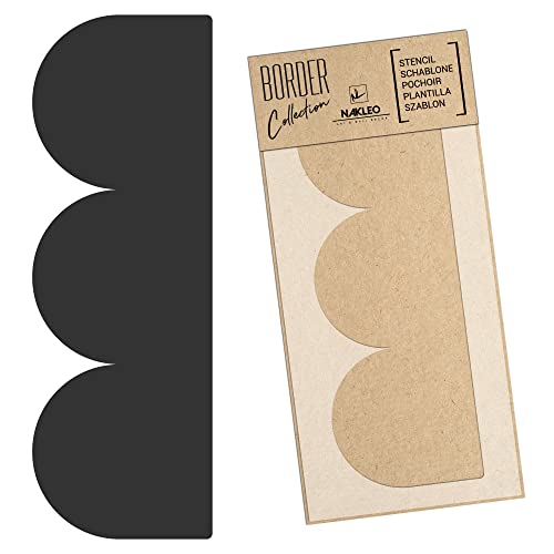 Border Reusable Plastic Wall Stencil // Frill - SEMICIRCLES 14 // Art Craft Mylar Template (8.3"x17.7") - color: Frill Semicircles 14, size: 21x45cm