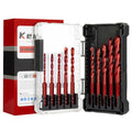 10-Piece Masonry Drill Bit Set 5/32"-1/2" Hex Shank with Case - size: 5/32"-1/2" 10PC (Flat)