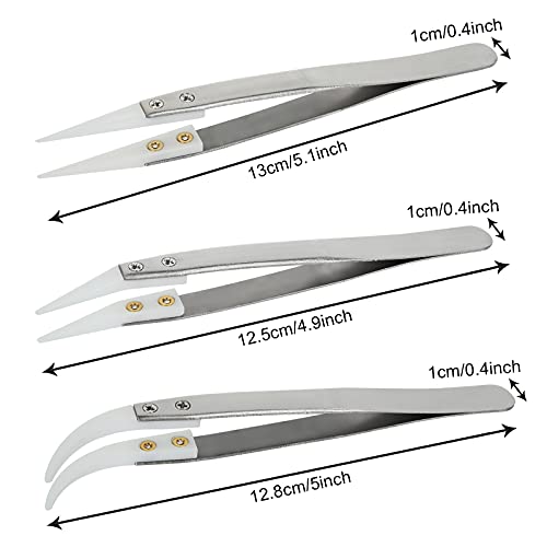 6 Pcs Ceramic Reverse Solder Tweezers, Pointed Curved Tips