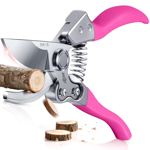 DECERK® 8.5" Bypass Pruning Shears for Women, Lightweight Garden Clippers - color: Pink