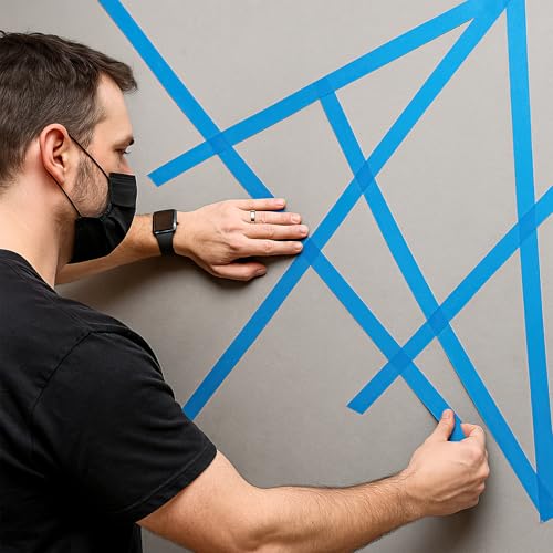 10Rolls Blue Painters Tape 1.5In×55Yd Wide Blue Masking Tape for Painting - size: 10rolls/1.5in