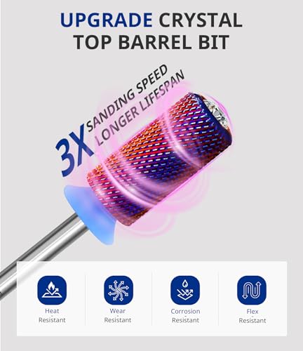 AIRSEE Tungsten Carbide Nail Drill Bit, Safety Crystal Top Barrel,M - color: Crystal Round Top Purple Cylinder Barrel, size: Medium-M
