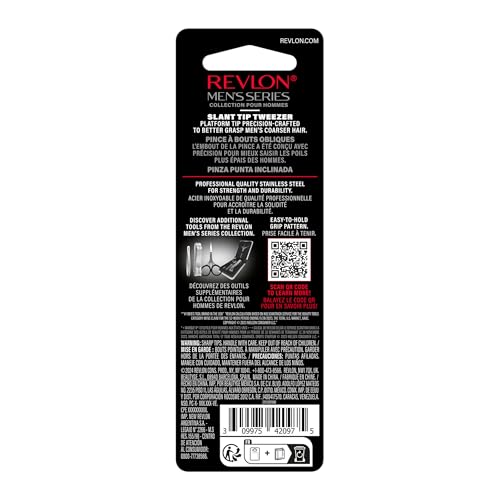Revlon Men's Series Slant Tip Tweezer, Silver, 1 Count