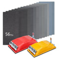 SCOTTCHEN Hand Sanding Block Set with 2 Sanding Blocks (Red & Yellow) for Coarse/Fine Grinding, 56pcs 120-3000 Grit Wet/Dry Sandpaper for Furniture, Metal & Auto - style: Clamp-style 2 pack