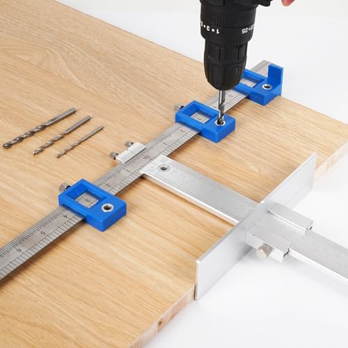 Metal Cabinet Hardware Jig, Punch Locator Drill Guide,Wood Drilling Dowelling Guide for Installation of Handles Knobs on Doors and Drawer, Cabinet Template Tool for Handles and Pulls