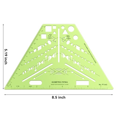 2 Pack Isometric Pipe Template Drafting, Isometric, 8.5 x 5.19 Inch - size: 8.5 x 5.19 Inch, style: Isometric