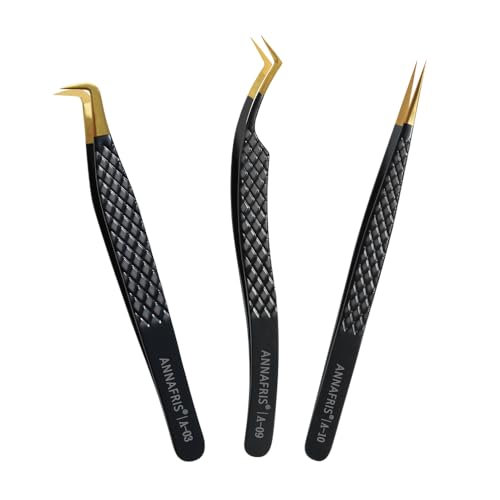 Lash Tweezers for Eyelash Extensions,Precision Fiber Tip for Volume Eyelash Extensions,Lash Extension Tweezers for Easy Application and Removal-A03+09+10 - size: 3PCS-04