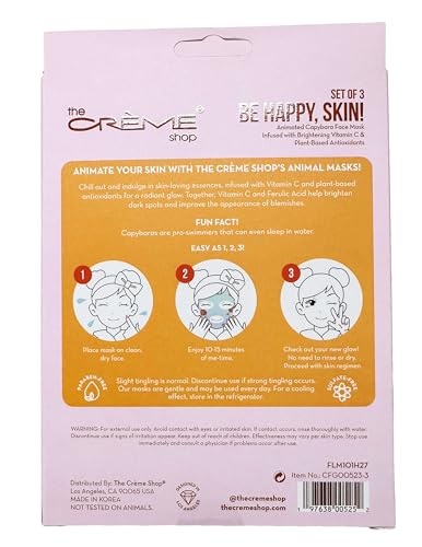 The Crème Shop Be Happy, Skin! Animated Sheet Mask (Capybara/Pack of 3)