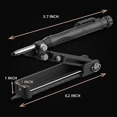 Multi-function Scribing Tool, Zinc Alloy Smart Scribe Tool with Solid Carpenter Pencil, DIY Scribe Tool Woodworking, Gauge Scriber Line Maker, Measuring Tool with Scale, Red - color: Red