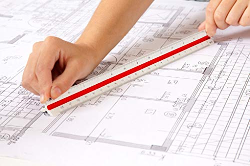 12 Inch Triangular Engineering Scale Ruler 1:100, 1:200, 1:250, 1:300, 1:400, 1:500 by YOSOGO