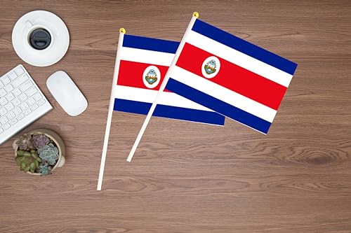 50 Pack Costa Rica Costa Rican on Stick Flags,Small Mini Hand Held Costa Rica Costa Rican Flags 5.5x8.3 Inch, Grand Opening, Carnival,Party Events Celebration - color: Costa Rica