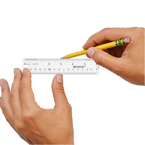 Westcott 10561 Acrylic Clear Ruler, 6 in (Pack of 5) - size: 6 Inches (Pack of 5)