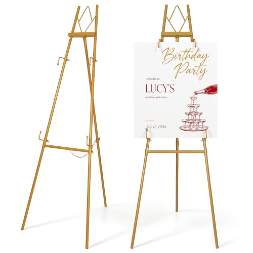 53.9" Gold Easel Stand for Sign, Display Easel for Wedding Sign, Painting - color: Gold DM
