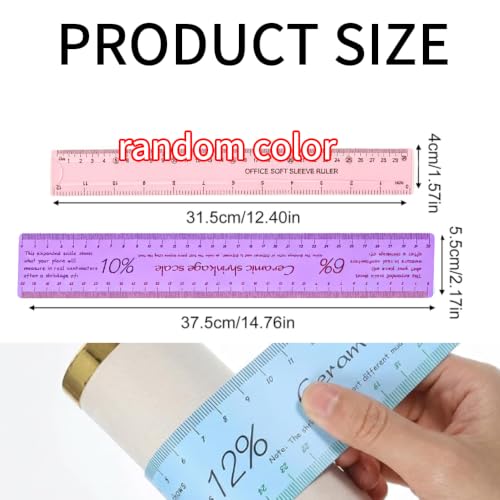 2 Set Ceramic Shrinkage Scale Ruler, Ceramic Measuring Ruler Pottery Tool for Carving Shaping Clay Sculpture Modeling, Purple