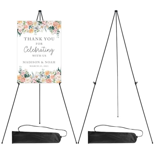 RRFTOK 2 Pack 63 in Sign Easel Stands, Instant-Fold Tripods with Bags - style: 63B 2pack