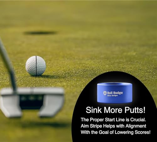 Aim Stripe, Golf Ball Alignment Tool, Full Metal, Training Aid - color: Blue