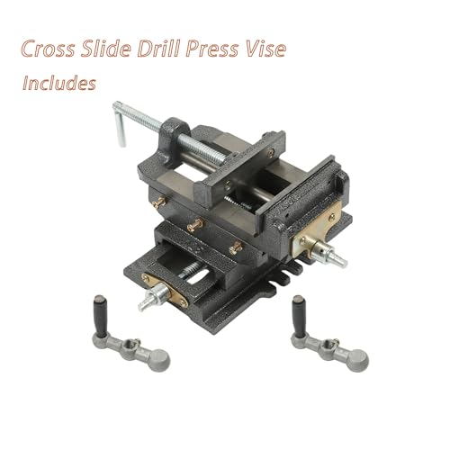kimllier 5 Inch Cross Slide 2 Way Drill Press Vise, Cast Iron Compound Vise - color: Black, size: 5 Inch