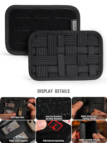 TACTICAL_GEEK TCM2 Mini EDC Organizer Board, Anti-Slip Elastic Woven Board,Bag Insert Panel for Small Gear, Backpack Accessories for Everyday Necessary Gadget (Black) - color: TCM2-Black