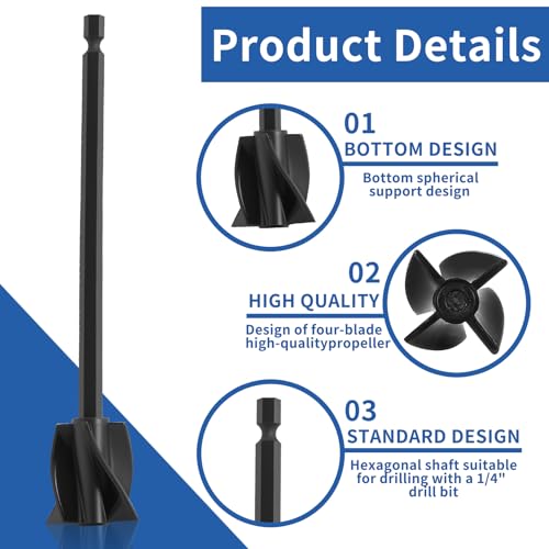 3 Pcs Epoxy Resin Mixer Paddles, Mixing Paddles for Drill, Epoxy Mixer for Drill Paint Stirrer Resin Mixing Attachments