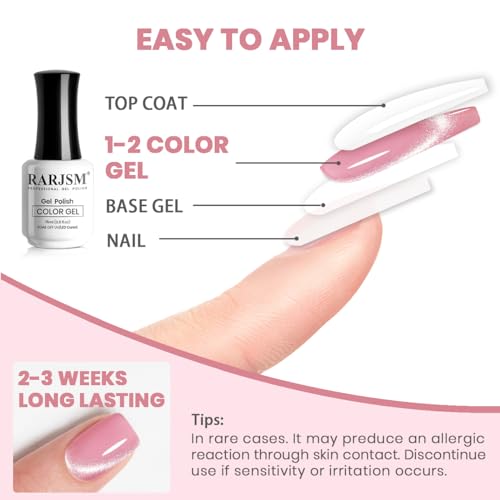 RARJSM Magnetic Cat Eye Gel Nail Polish Nude Purple Pink Silver Glitter - color: Nude Purple Pink