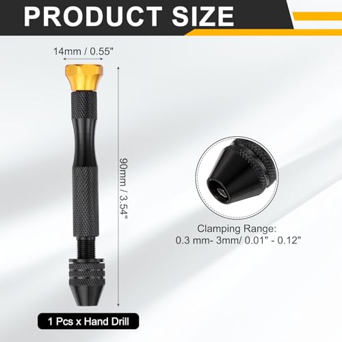 HARFINGTON Hand Drill 0.3mm - 3mm Aluminum Swivel Head Pin Vise