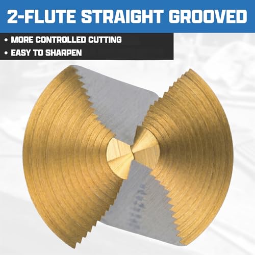 NEIKO 10624A Step Drill Bit, 9 Steps 1/2" to 1" Straight High Speed Steel, Titanium Nitride Coated, 1/4" Quick Change Step Bits for Steel, Metal, Wood, Plastic, Unibit Cone Drill Bits, Two Flute - size: #8 (1/2 - 1", 9S), style: Straight