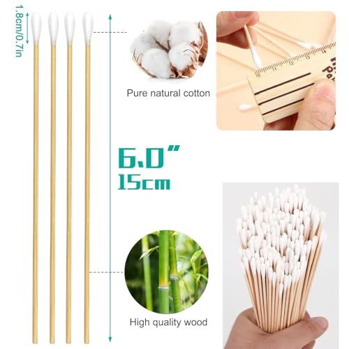 500 Count 6-Inch Long Cotton Swabs for Cleaning with Wooden Stick - size: 500 Round