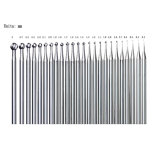 24 Pcs Round Ball Burr - 3/32'' Shank Ball Shape Jewelry Cutting Burs Lapidary Carving/Engraving Tools