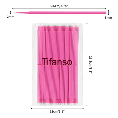 tifanso 400PCS 2mm Disposable Micro Cotton Swabs for Lash Extensions, Pink - color: Pink