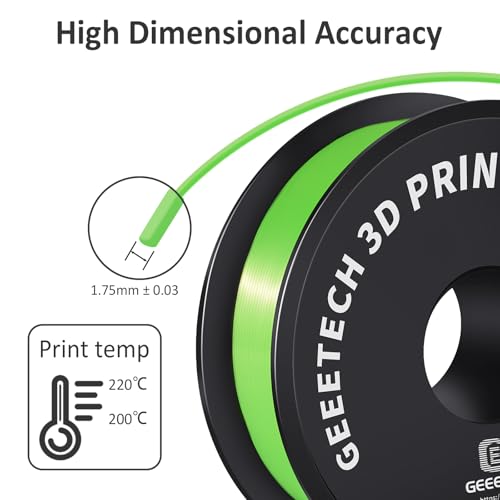 Geeetech Silk PLA Filament 1.75mm, Shiny Apple Green PLA for Bambu AMS - color: 1kg Silk Apple Green