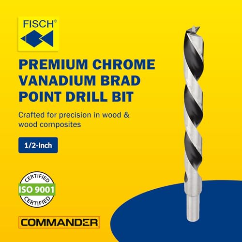 Chrome-Vanadium Brad Point - Ground Wood Drill Bit Woodworking - 9/16 Inch - size: 1/2 in