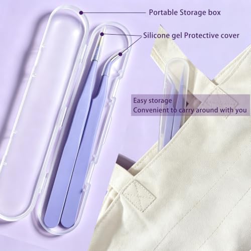 2-Pcs Sticker Tweezers, Cute Craft Precision Tweezer, Purple