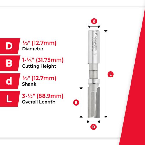 Amana Tool 47228 Flush Trim Router Bit 1/2 D x 1-1/4 CH x 1/2 SHK Bearing - size: 1/2 Dia x 1-1/4 x 1/2" Sh