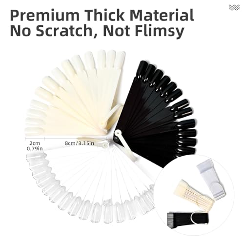 120Pcs Nail Swatch Sticks with Ring, Nail Polish Display Sticks - color: Clear,Natural,Black - 6Sets