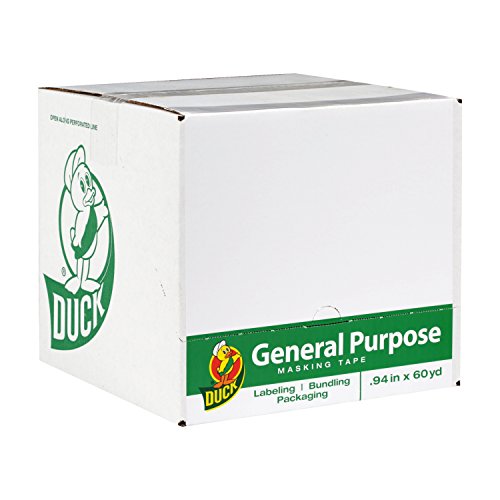 Duck Brand General Purpose Masking Tape, Beige, 0.94 in x 60 Yds, 36 Rolls - size: 24 Rolls, .094" Width