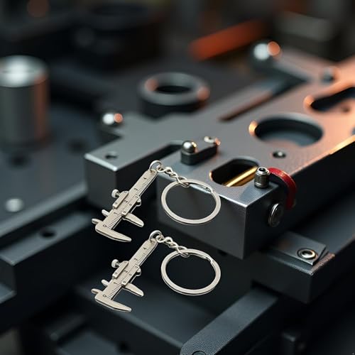 Mini Vernier Caliper Keychain, Car Keychain,Vernier Caliper Ruler Sliding Key Holder Rings Keychain Tools Cool Keychain Gift Ideas for Men Women 3D Movable Precision Measurement Tool