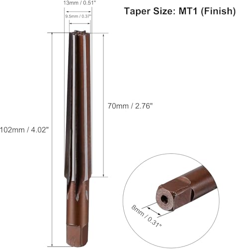 2Pcs High Carbon Steel Straight Shank Morse Taper Reamer Rough + Fine Hand Reamer Set Replacement (MT1)