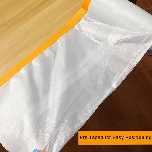 JMIATRY 4Roll Pre-Taped Painter Plastic Sheeting for Painting 4.9Ft X 65.5Ft