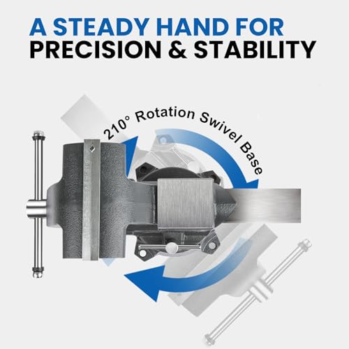 Forward CR40A 4.5 Inch Bench Vise Heavy Duty with Anvil and 210°Swivel Base - size: 4.5 Inch