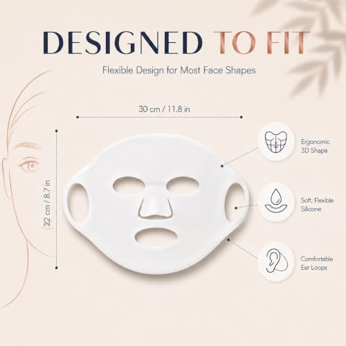 Reusable Silicone Face Mask for Skincare, Sheet Mask Holder for Face, Medical Grade Silicone Mask Locks in Serums & Moisture, Washable, Reusable & Travel Friendly