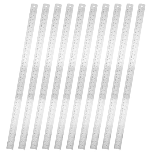 36 Inch Metal Ruler 10 Pack with Inch/Metric Conversion Table - size: 36-inch