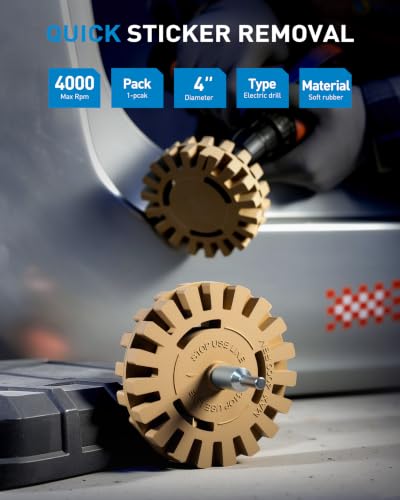 S SATC 4 PCS Decal Remover Wheel 4 Inch Rubber Eraser Wheel for Drill - style: 4 Pack Slotted Decal Eraser Wheel