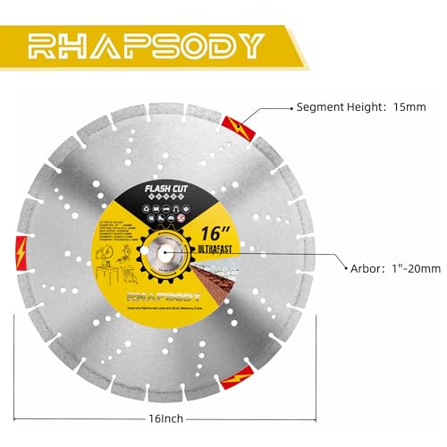 RHAPSODY 16Inch Ultrafast Diamond Saw Blade,Segmented General Purpose Blade - size: 16Inch (400mm)-1pc