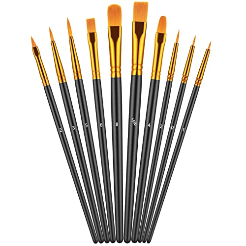 Artstorys 10Pcs Paint Brush Set, Small Round Detail Tips, Black - color: Black,nickel