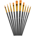 Artstorys 10Pcs Paint Brush Set, Small Round Detail Tips, Black - color: Black,nickel