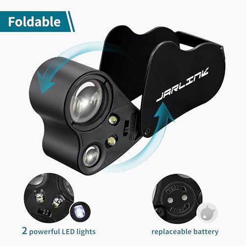 JARLINK 6 Pack Jewelers Loupe, 30X 60X 90X Illuminated Jewelers Eye Magnifier and Magnifying Glass Loop with UV Black Light and Bright LED Light for Gems, Jewelry, Diamond, Coins, Stamps - size: 11.6cm x 3cm (Pack of 2)