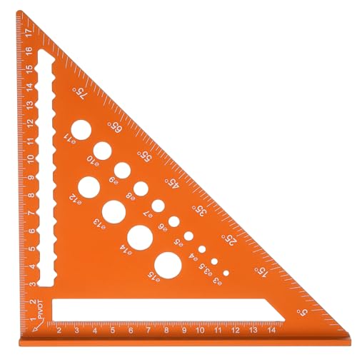 HARFINGTON Metal Square Ruler 7" Aluminum Alloy Carpenter Square Orange - color: Orange, style: Dual Scales