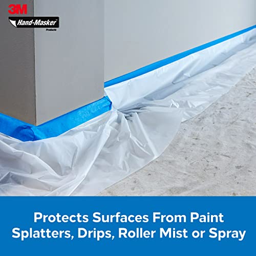 3M Hand-Masker Contractor's Plastic Film, 108" in x 90' Feet, Unfolds to Full Width, Contains Job Site Dust & Overspray, For Painting, Drywall Texturing, Wall Finishing & Floor Standing, 1 Roll (CP9)